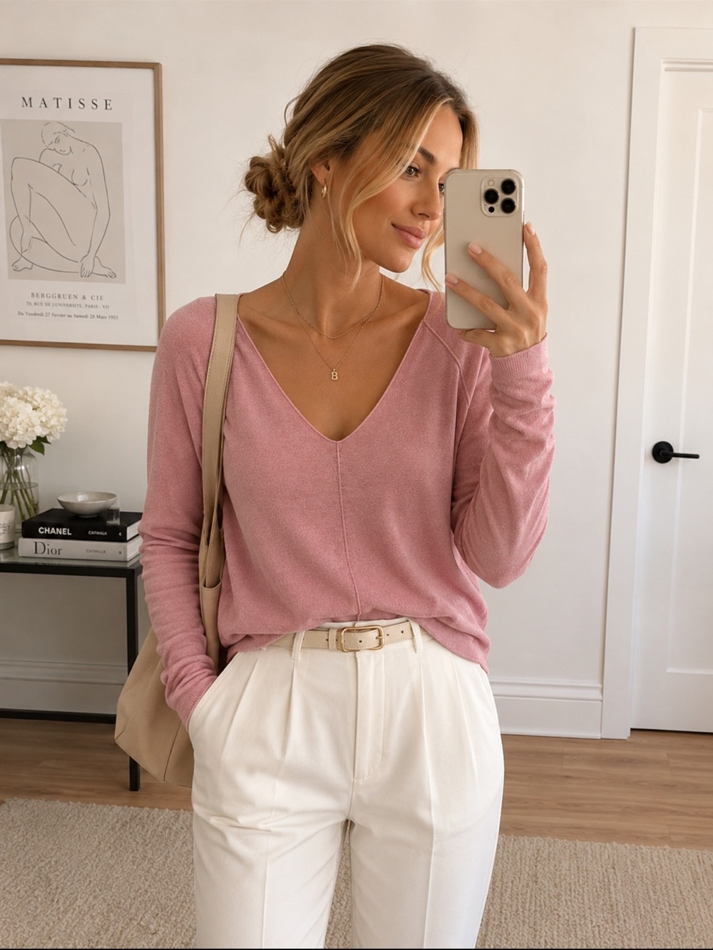 Cynthia Vincent Pink Cashmere V Neck Sweater Medium Soft Luxury Knit